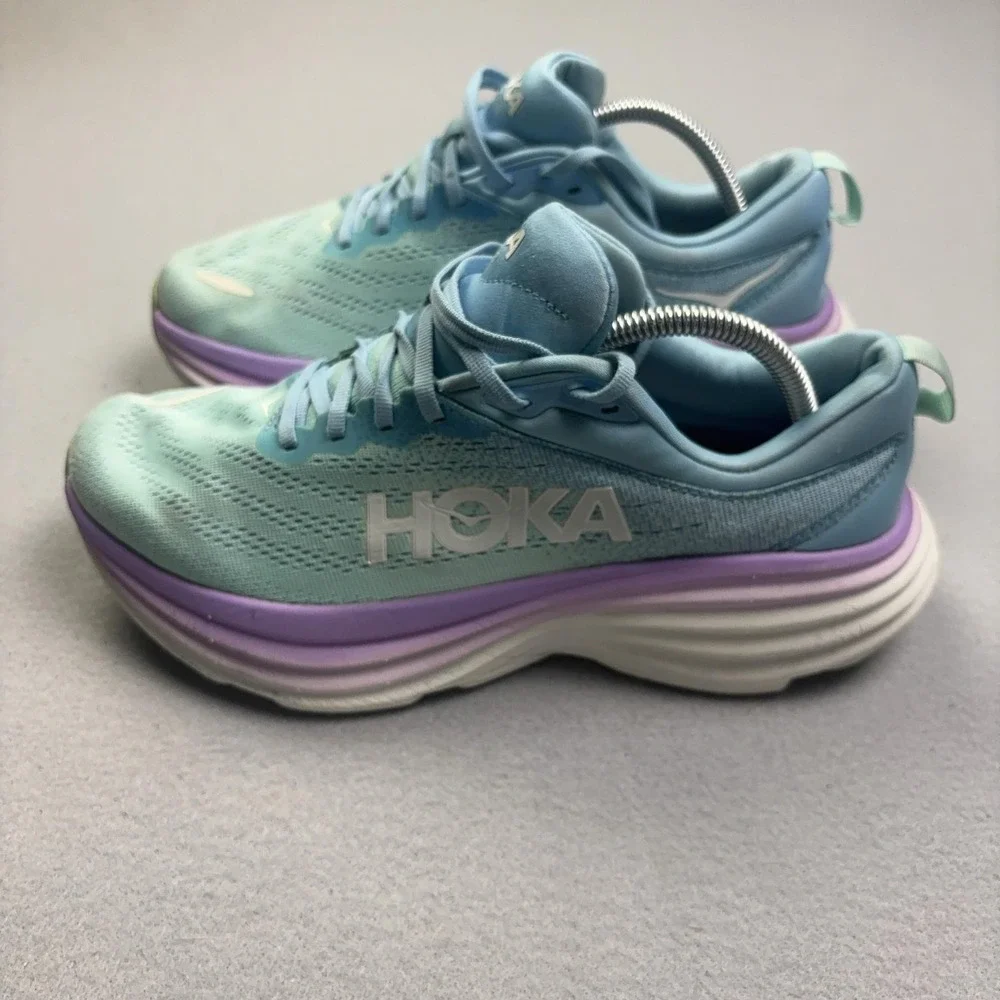 Hoka One One Bondi 8 Shoes Womens Size 10.5 Blue Running Sneakers Mesh Athletic
